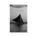 POSTER BEAUTIFUL SUNSET ON THE SEA IN BLACK AND WHITE - BLACK AND WHITE - POSTERS
