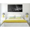 CANVAS PRINT STARRY SKY ABOVE THE ROCKS IN BLACK AND WHITE - BLACK AND WHITE PICTURES - PICTURES