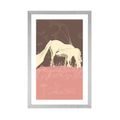 POSTER WITH MOUNT HORSE ON A PINK MEADOW - MOTIFS FROM OUR WORKSHOP - POSTERS