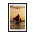 AFFICHE AVEC MONTURE BEAU COUCHER DE SOLEIL EN MER - NATURE - AFFICHES