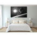 CANVAS PRINT PLANET IN SPACE IN BLACK AND WHITE - BLACK AND WHITE PICTURES - PICTURES