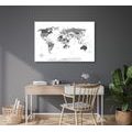 DECORATIVE PINBOARD BLACK AND WHITE MAP WITH A BLUE CONTRAST - PICTURES ON CORK - PICTURES