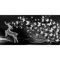 TABLEAU SUR TOILE – CERF MAGNIFIQUE AVEC DES PAPILLONS EN NOIR ET BLANC - TABLEAUX EN NOIR ET BLANC - TABLEAUX