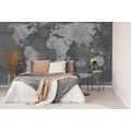 SELF ADHESIVE WALLPAPER RUSTIC WORLD MAP IN BLACK AND WHITE - SELF-ADHESIVE WALLPAPERS - WALLPAPERS