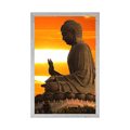 AFFICHE AVEC MONTURE LA STATUE DE BOUDDHA AU COUCHER DU SOLEIL - FENG SHUI - AFFICHES