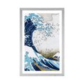 POSTER CU PASSEPARTOUT REPRODUCERE MARELE VAL DIN KANAGAWA - KATSUSHIKA HOKUSAI - NATURĂ - POSTERE