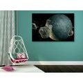 CANVAS PRINT METEORITES AROUND THE PLANET - PICTURES OF SPACE AND STARS - PICTURES