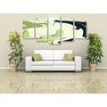 5-PIECE CANVAS PRINT ABSTRACT MATERIAL PATTERN GREEN - ABSTRACT PICTURES - PICTURES