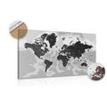 DECORATIVE PINBOARD MODERN BLACK AND WHITE MAP - PICTURES ON CORK - PICTURES