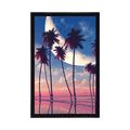 AFFICHE COUCHER DE SOLEIL SUR LES PALMIERS TROPICAUX - NATURE - AFFICHES