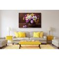 CANVAS PRINT STILL LIFE WITH AUTUMN CHRYSANTHEMUMS - PICTURES FLOWERS - PICTURES