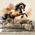 TAPETE DYNAMISCHES BRAUNES PFERD IN BEWEGUNG - TAPETEN MIT PFERDEN - TAPETEN