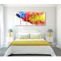 5-PIECE CANVAS PRINT PARROT FLIGHT - PICTURES OF ANIMALS - PICTURES