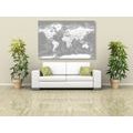 CANVAS PRINT STYLISH BLACK AND WHITE WORLD MAP - PICTURES OF MAPS - PICTURES