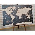 DECORATIVE PINBOARD MAP ON A WOODEN BACKGROUND - PICTURES ON CORK - PICTURES