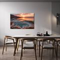 TABLEAU SUR TOILE – COUCHER DE SOLEIL ROSE SUR LE LAC SALÉ - TABLEAUX DU LAC - TABLEAUX