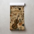 FOTOTAPET INSTRUMENTE MUZICALE VINTAGE ȘI NOTE - FOTOTAPETE MUZICALE - TAPETURI