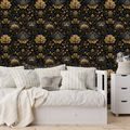 FOTOTAPETA ZLATÉ KVĚTY NA TMAVÉM POZADÍ - VZOROVANÉ TAPETY - TAPETY