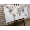 CANVAS PRINT DETAILED MAP OF THE WORLD IN BLACK AND WHITE - PICTURES OF MAPS - PICTURES