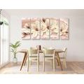 5-PIECE CANVAS PRINT LUXURIOUS MAGNOLIA WITH PEARLS - PICTURES FLOWERS - PICTURES