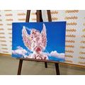 QUADRO DI UN ANGELO PREMUROSO NEL CIELO IN ROSA - QUADRI ANGELI - QUADRI