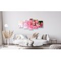 5-PIECE CANVAS PRINT ROMANTIC PINK BOUQUET OF ROSES - STILL LIFE PICTURES{% if product.category.pathNames[0] != product.category.name %} - PICTURES{% endif %}