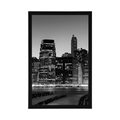 POSTER NEW YORK CITY AT NIGHT IN BLACK AND WHITE - BLACK AND WHITE - POSTERS