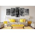 5-PIECE CANVAS PRINT BLACK AND WHITE TREE OF LIFE - BLACK AND WHITE PICTURES - PICTURES