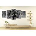 5-PIECE CANVAS PRINT BLACK AND WHITE TREE OF LIFE - BLACK AND WHITE PICTURES - PICTURES