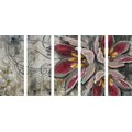 5-PIECE CANVAS PRINT FLOWERS WITH PEARLS - ABSTRACT PICTURES - PICTURES