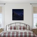TABLEAU SUR TOILE – LIGNES DORÉES DE MONTAGNES LA NUIT - TABLEAUX DE MONTAGNE - TABLEAUX
