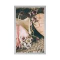 POSTER ROSE UND HERZ IN JUTE - VINTAGE UND RETRO - POSTER