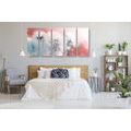 5-PIECE CANVAS PRINT DANDELION WITH ABSTRACT ELEMENTS - PICTURES FLOWERS - PICTURES