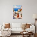 TABLEAU SUR TOILE – CHEMIN FLEURI VERS LA CÔTE - TABLEAUX DE LA MER ET DE LA PLAGE - TABLEAUX
