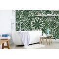 WALLPAPER WHITE MANDALA ON A GREEN BACKGROUND - WALLPAPERS FENG SHUI - WALLPAPERS