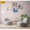 CANVAS PRINT SET TOUCH OF THE SEA IN THE IMITATION OF AN OIL PAINTING - SET OF PICTURES - PICTURES