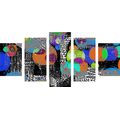 TABLEAU EN 5 PARTIES – COMPOSITION ABSTRAITE - PEINTURES ABSTRAITES - TABLEAUX