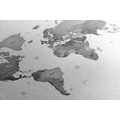 DECORATIVE PINBOARD WORLD MAP IN BLACK AND WHITE - PICTURES ON CORK - PICTURES