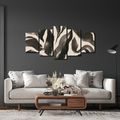 TABLEAU EN 5 PARTIES – COUPS DE PINCEAU ABSTRAITS - IMAGES FORMES ABSTRAITES - TABLEAUX