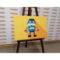 CANVAS PRINT CHEERFUL ROBOT - CHILDRENS PICTURES - PICTURES