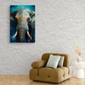 WANDBILD BLAU-GOLDENER ELEFANT - WANDBILDER MIT DEN HERRSCHERN DES TIERREICHS - BILDER