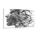 CANVAS PRINT WOMAN WITH ABSTRACT ELEMENTS - BLACK AND WHITE PICTURES - PICTURES