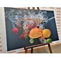 WANDBILD OBST IM WASSER - BILDER VON ESSEN UND GETRÄNKEN - BILDER