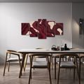 5-TEILIGES WANDBILD ABSTRAKTE WELLEN IN BORDEAUXROT - WANDBILDER ABSTRAKTE FORMEN - BILDER