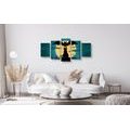 5-PIECE CANVAS PRINT FRIENDLY SPOOKS UNDER A FULL MOON - PICTURES CATS - PICTURES