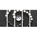 5-TEILIGES WANDBILD HARMONISCHES SYMBOL YIN UND YANG - SCHWARZ-WEISSE BILDER - BILDER