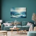 WANDBILD RUHIGE BLAUE OZEANWELLEN - BILDER MEER UND STRAND - BILDER