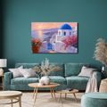 TABLEAU SUR TOILE – CÔTE DE SANTORIN AU COUCHER DU SOLEIL - TABLEAUX DE LA MER ET DE LA PLAGE - TABLEAUX