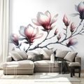 FOTOTAPETE ZARTE MAGNOLIEN AUF WEISSEM HINTERGRUND - MAGNOLIEN-TAPETEN - TAPETEN