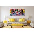 5-PIECE CANVAS PRINT COLORFUL LION HEAD - POP ART PICTURES - PICTURES